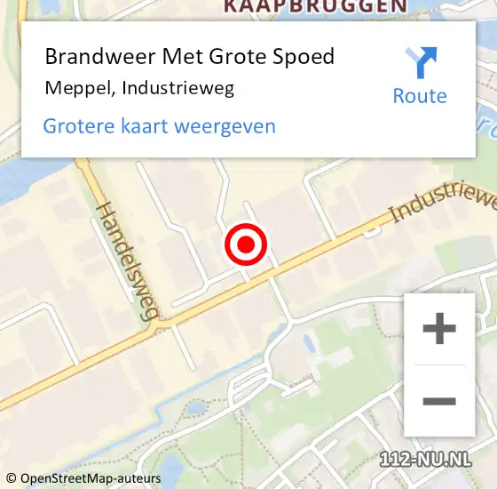 Locatie op kaart van de 112 melding: Brandweer Met Grote Spoed Naar Meppel, Industrieweg op 24 oktober 2023 22:30