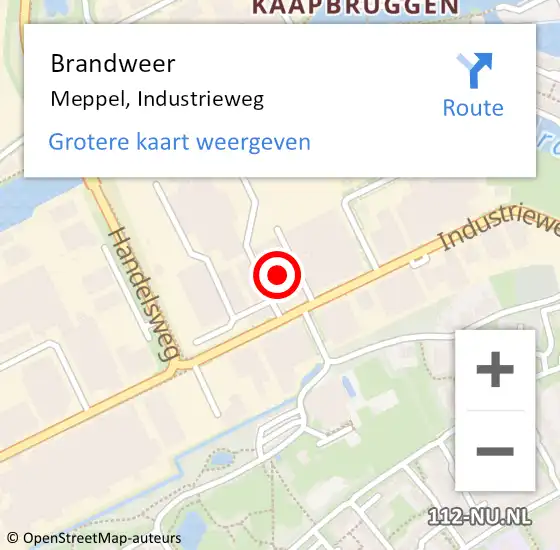 Locatie op kaart van de 112 melding: Brandweer Meppel, Industrieweg op 24 oktober 2023 22:32