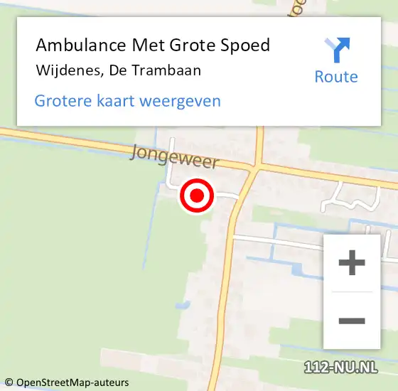 Locatie op kaart van de 112 melding: Ambulance Met Grote Spoed Naar Wijdenes, De Trambaan op 24 oktober 2023 22:46