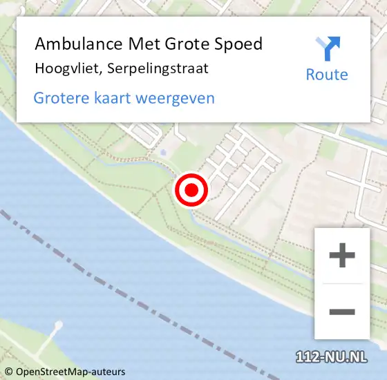 Locatie op kaart van de 112 melding: Ambulance Met Grote Spoed Naar Hoogvliet, Serpelingstraat op 24 oktober 2023 23:41