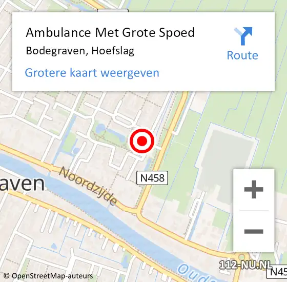 Locatie op kaart van de 112 melding: Ambulance Met Grote Spoed Naar Bodegraven, Hoefslag op 24 oktober 2023 23:41