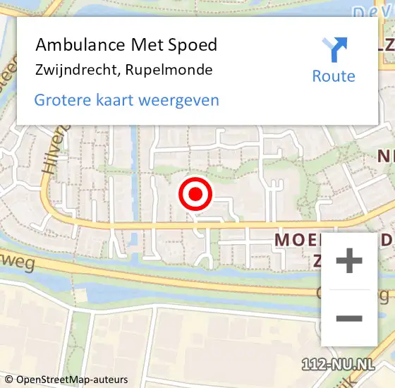 Locatie op kaart van de 112 melding: Ambulance Met Spoed Naar Zwijndrecht, Rupelmonde op 25 oktober 2023 00:01