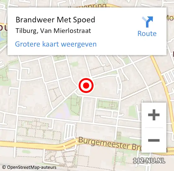 Locatie op kaart van de 112 melding: Brandweer Met Spoed Naar Tilburg, Van Mierlostraat op 25 oktober 2023 00:10