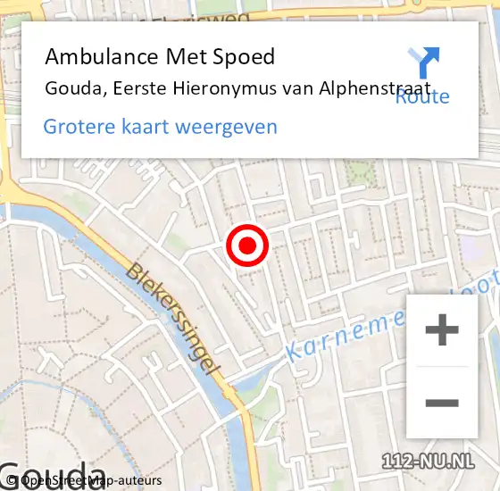 Locatie op kaart van de 112 melding: Ambulance Met Spoed Naar Gouda, Eerste Hieronymus van Alphenstraat op 25 oktober 2023 00:32