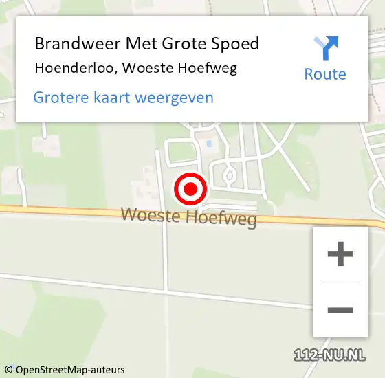 Locatie op kaart van de 112 melding: Brandweer Met Grote Spoed Naar Hoenderloo, Woeste Hoefweg op 25 oktober 2023 00:53