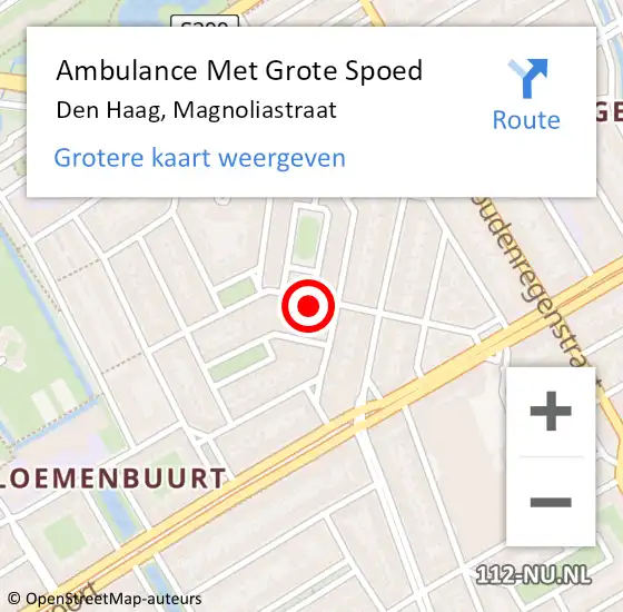 Locatie op kaart van de 112 melding: Ambulance Met Grote Spoed Naar Den Haag, Magnoliastraat op 25 oktober 2023 02:40