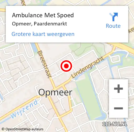 Locatie op kaart van de 112 melding: Ambulance Met Spoed Naar Opmeer, Paardenmarkt op 14 oktober 2013 11:39