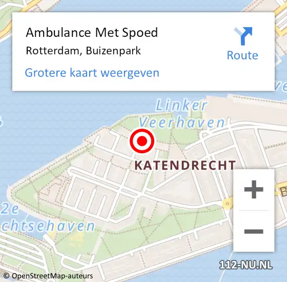 Locatie op kaart van de 112 melding: Ambulance Met Spoed Naar Rotterdam, Buizenpark op 25 oktober 2023 03:23