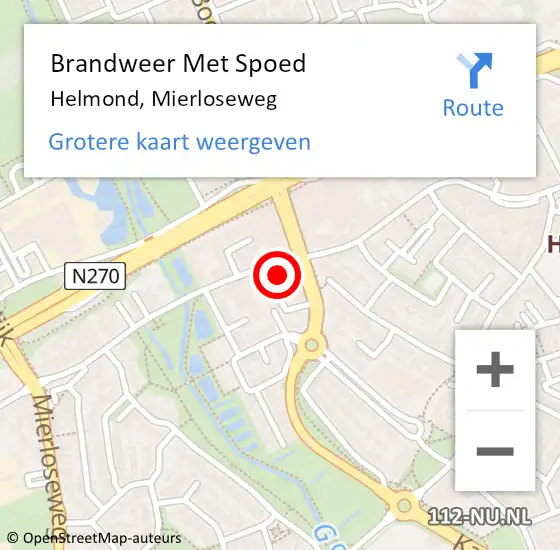 Locatie op kaart van de 112 melding: Brandweer Met Spoed Naar Helmond, Mierloseweg op 25 oktober 2023 04:07