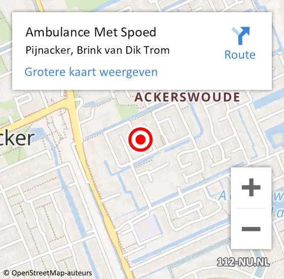 Locatie op kaart van de 112 melding: Ambulance Met Spoed Naar Pijnacker, Brink van Dik Trom op 25 oktober 2023 04:13