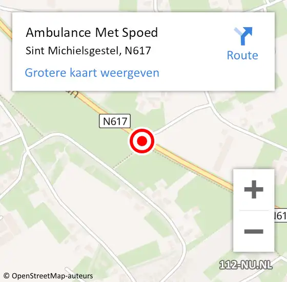 Locatie op kaart van de 112 melding: Ambulance Met Spoed Naar Sint Michielsgestel, N617 op 12 september 2014 17:38