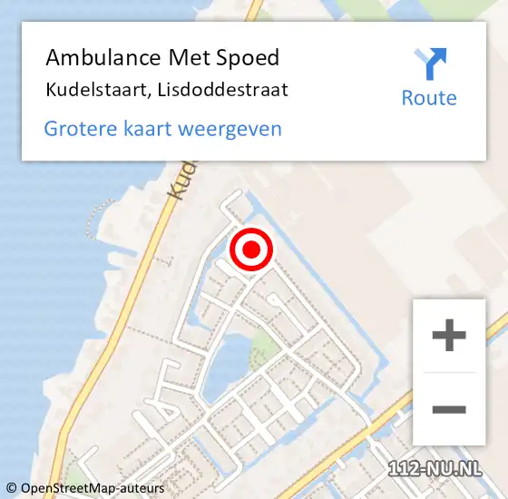 Locatie op kaart van de 112 melding: Ambulance Met Spoed Naar Kudelstaart, Lisdoddestraat op 25 oktober 2023 04:50