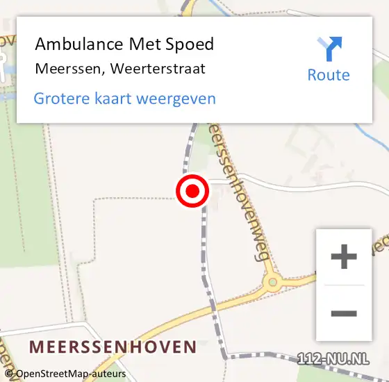 Locatie op kaart van de 112 melding: Ambulance Met Spoed Naar Meerssen, Weerterstraat op 12 september 2014 17:41