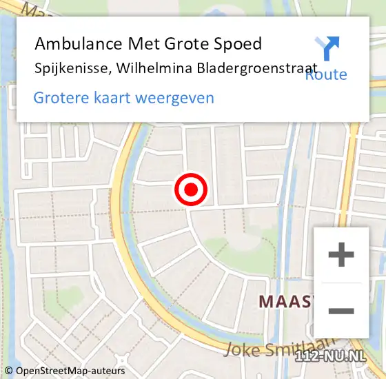 Locatie op kaart van de 112 melding: Ambulance Met Grote Spoed Naar Spijkenisse, Wilhelmina Bladergroenstraat op 25 oktober 2023 05:34