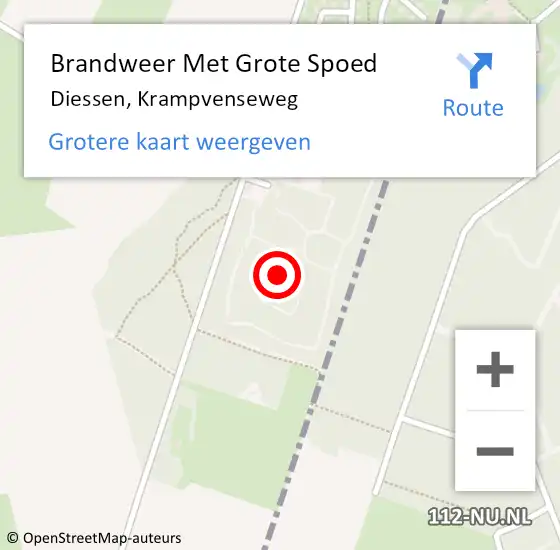 Locatie op kaart van de 112 melding: Brandweer Met Grote Spoed Naar Diessen, Krampvenseweg op 25 oktober 2023 05:57