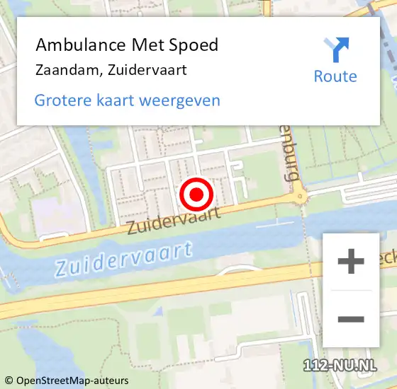 Locatie op kaart van de 112 melding: Ambulance Met Spoed Naar Zaandam, Zuidervaart op 25 oktober 2023 07:08