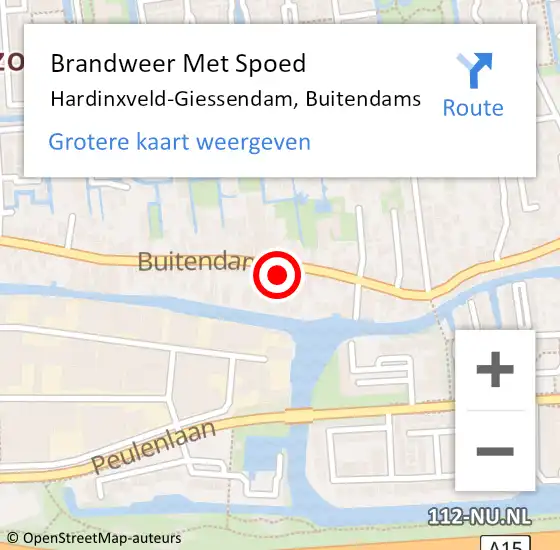 Locatie op kaart van de 112 melding: Brandweer Met Spoed Naar Hardinxveld-Giessendam, Buitendams op 25 oktober 2023 07:32