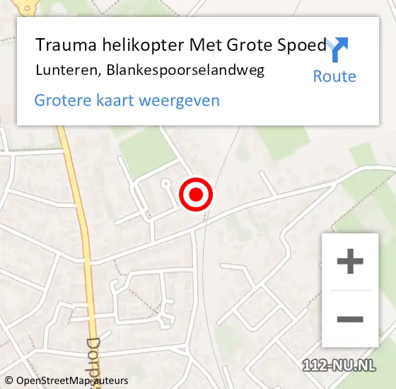 Locatie op kaart van de 112 melding: Trauma helikopter Met Grote Spoed Naar Lunteren, Blankespoorselandweg op 25 oktober 2023 07:50