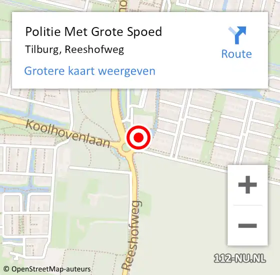 Locatie op kaart van de 112 melding: Politie Met Grote Spoed Naar Tilburg, Reeshofweg op 25 oktober 2023 08:12