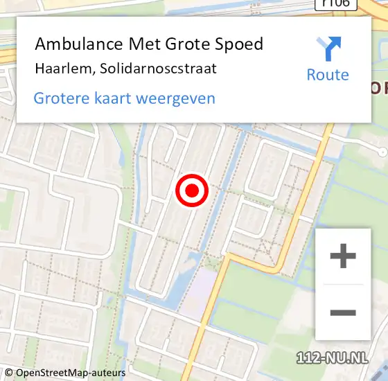 Locatie op kaart van de 112 melding: Ambulance Met Grote Spoed Naar Haarlem, Solidarnoscstraat op 25 oktober 2023 08:28