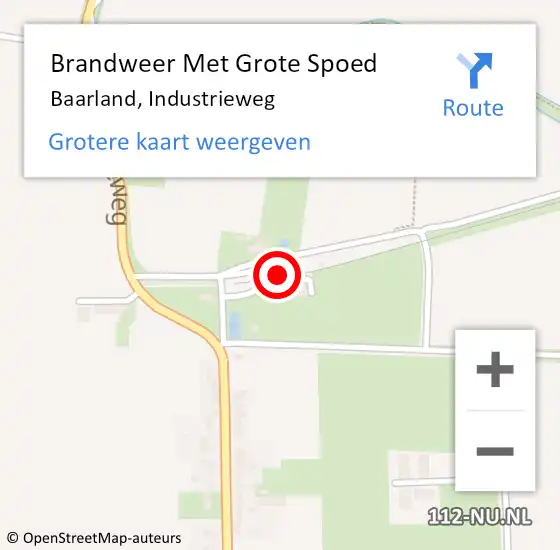 Locatie op kaart van de 112 melding: Brandweer Met Grote Spoed Naar Baarland, Industrieweg op 25 oktober 2023 08:41