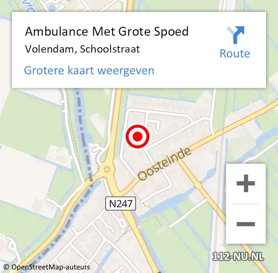 Locatie op kaart van de 112 melding: Ambulance Met Grote Spoed Naar Volendam, Schoolstraat op 25 oktober 2023 08:52