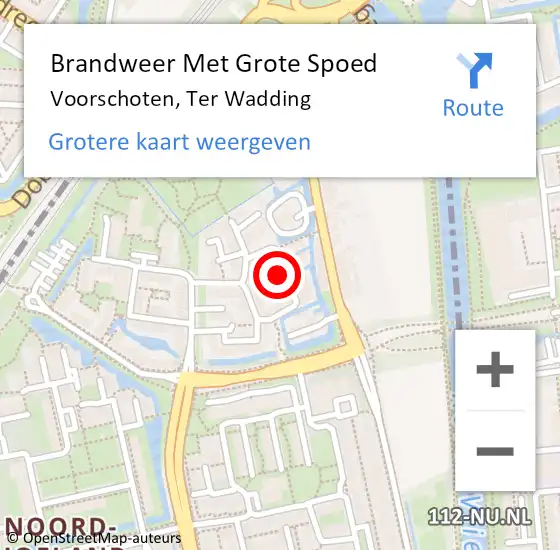 Locatie op kaart van de 112 melding: Brandweer Met Grote Spoed Naar Voorschoten, Ter Wadding op 25 oktober 2023 08:59