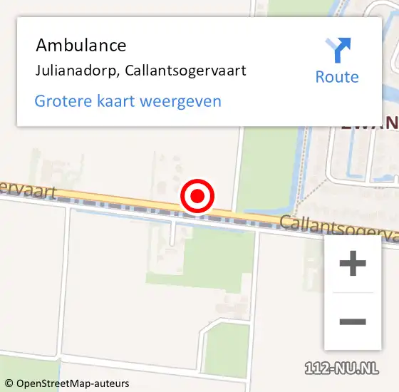 Locatie op kaart van de 112 melding: Ambulance Julianadorp, Callantsogervaart op 25 oktober 2023 09:02