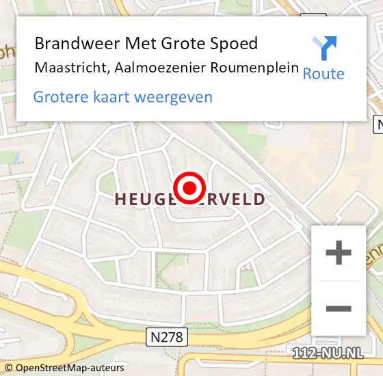 Locatie op kaart van de 112 melding: Brandweer Met Grote Spoed Naar Maastricht, Aalmoezenier Roumenplein op 25 oktober 2023 09:21