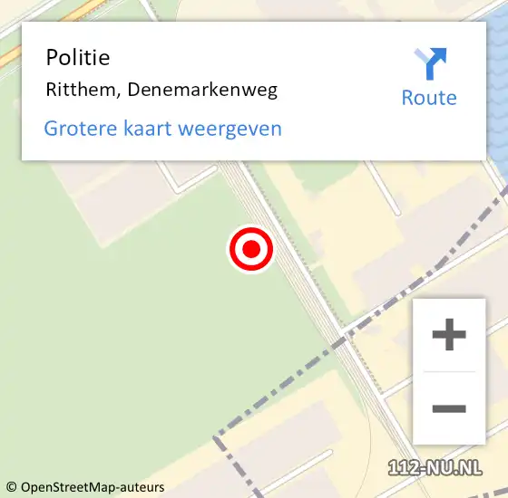 Locatie op kaart van de 112 melding: Politie Ritthem, Denemarkenweg op 25 oktober 2023 09:30