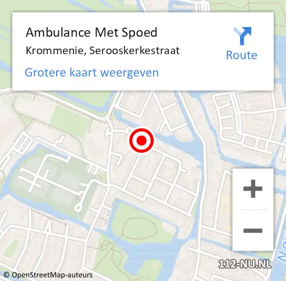 Locatie op kaart van de 112 melding: Ambulance Met Spoed Naar Krommenie, Serooskerkestraat op 25 oktober 2023 09:38