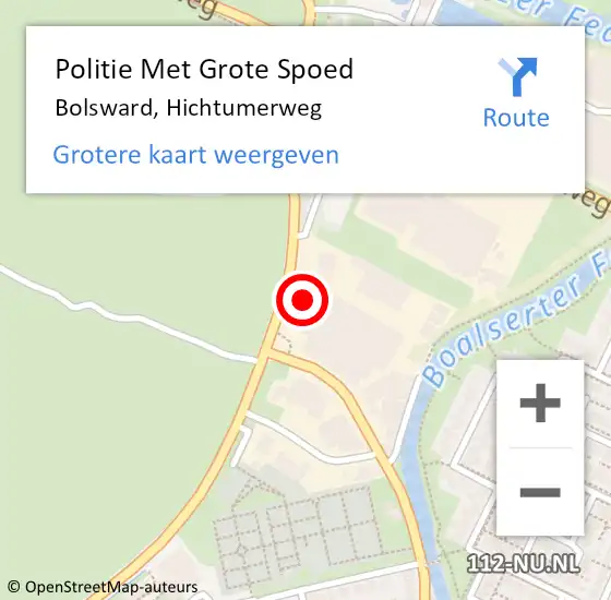 Locatie op kaart van de 112 melding: Politie Met Grote Spoed Naar Bolsward, Hichtumerweg op 25 oktober 2023 10:24
