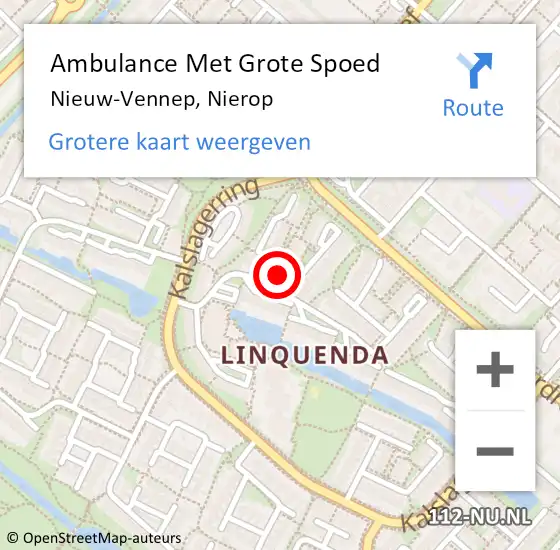 Locatie op kaart van de 112 melding: Ambulance Met Grote Spoed Naar Nieuw-Vennep, Nierop op 25 oktober 2023 10:26
