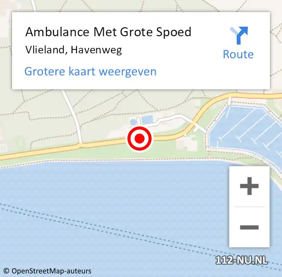 Locatie op kaart van de 112 melding: Ambulance Met Grote Spoed Naar Vlieland, Havenweg op 12 september 2014 18:04