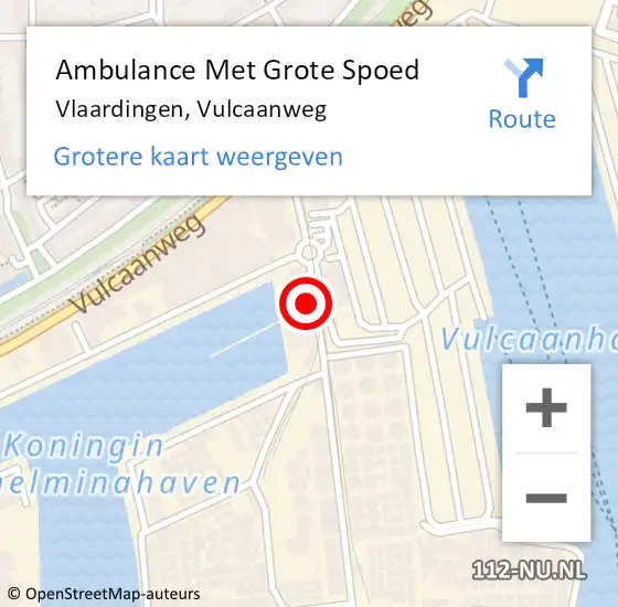Locatie op kaart van de 112 melding: Ambulance Met Grote Spoed Naar Vlaardingen, Vulcaanweg op 25 oktober 2023 11:09