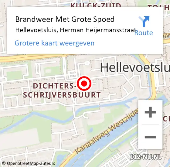 Locatie op kaart van de 112 melding: Brandweer Met Grote Spoed Naar Hellevoetsluis, Herman Heijermansstraat op 25 oktober 2023 11:36