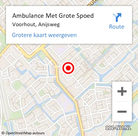 Locatie op kaart van de 112 melding: Ambulance Met Grote Spoed Naar Voorhout, Anijsweg op 25 oktober 2023 12:42