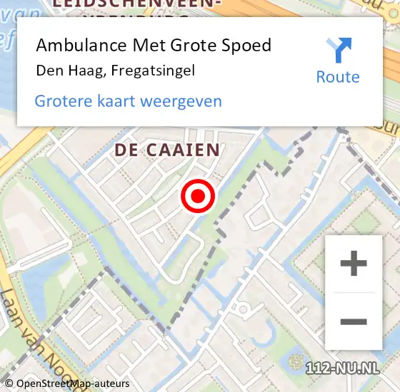 Locatie op kaart van de 112 melding: Ambulance Met Grote Spoed Naar Den Haag, Fregatsingel op 25 oktober 2023 12:54