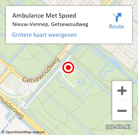 Locatie op kaart van de 112 melding: Ambulance Met Spoed Naar Nieuw-Vennep, Getsewoudweg op 25 oktober 2023 13:02