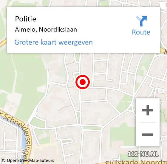 Locatie op kaart van de 112 melding: Politie Almelo, Noordikslaan op 25 oktober 2023 13:21