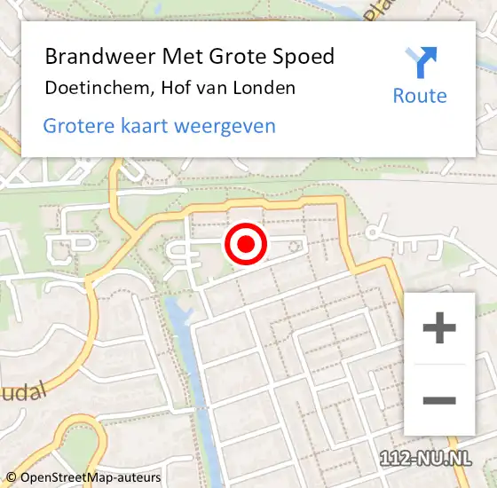 Locatie op kaart van de 112 melding: Brandweer Met Grote Spoed Naar Doetinchem, Hof van Londen op 25 oktober 2023 13:34