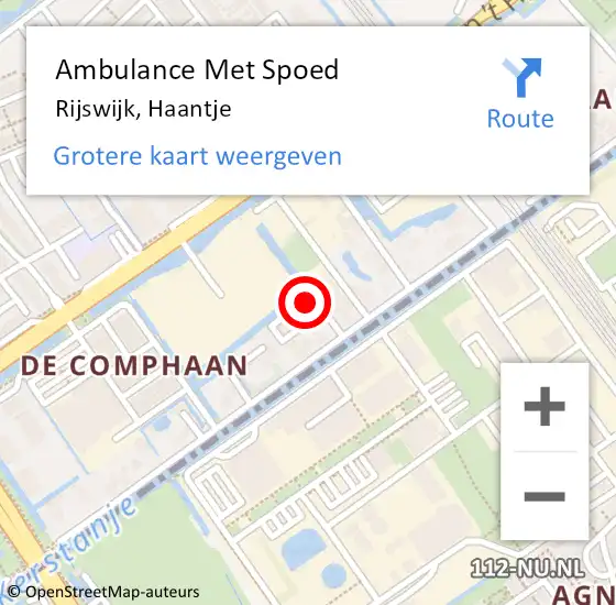 Locatie op kaart van de 112 melding: Ambulance Met Spoed Naar Rijswijk, Haantje op 25 oktober 2023 13:41