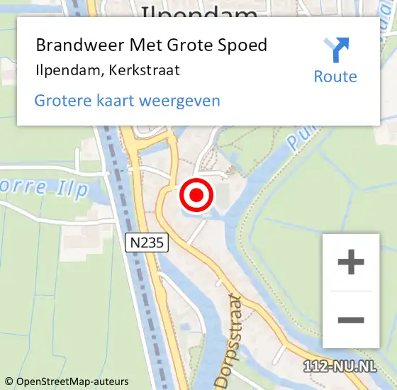 Locatie op kaart van de 112 melding: Brandweer Met Grote Spoed Naar Ilpendam, Kerkstraat op 25 oktober 2023 13:41