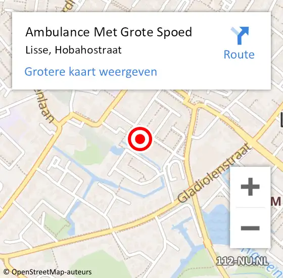 Locatie op kaart van de 112 melding: Ambulance Met Grote Spoed Naar Lisse, Hobahostraat op 25 oktober 2023 13:48