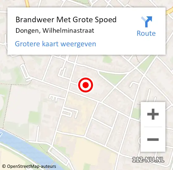 Locatie op kaart van de 112 melding: Brandweer Met Grote Spoed Naar Dongen, Wilhelminastraat op 25 oktober 2023 13:50