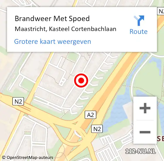 Locatie op kaart van de 112 melding: Brandweer Met Spoed Naar Maastricht, Kasteel Cortenbachlaan op 25 oktober 2023 14:08