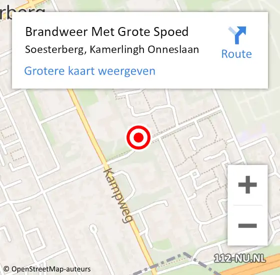 Locatie op kaart van de 112 melding: Brandweer Met Grote Spoed Naar Soesterberg, Kamerlingh Onneslaan op 25 oktober 2023 14:25