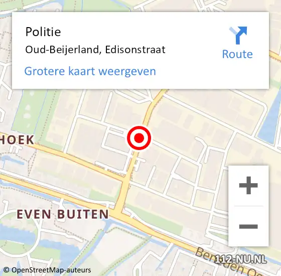 Locatie op kaart van de 112 melding: Politie Oud-Beijerland, Edisonstraat op 25 oktober 2023 14:38