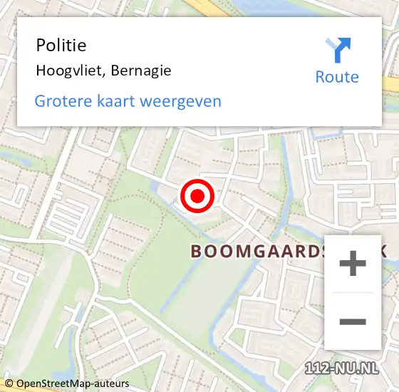 Locatie op kaart van de 112 melding: Politie Hoogvliet, Bernagie op 25 oktober 2023 14:40