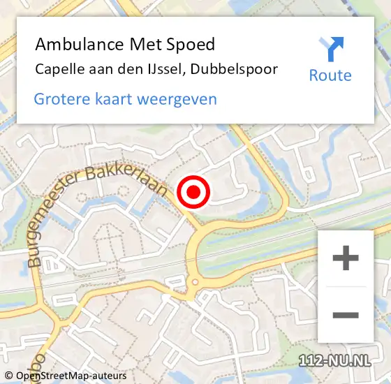 Locatie op kaart van de 112 melding: Ambulance Met Spoed Naar Capelle aan den IJssel, Dubbelspoor op 25 oktober 2023 14:44